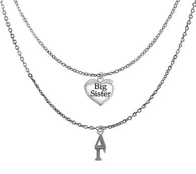 Delta Gamma Silvertone Double Chain Fashion Necklace, Adjustable From 18 Inches To 21 Inches. What A Great Gift For Yourself, Or A Big Sister. Hypoallergenic, Licensed Sorority Jewelry ©2024