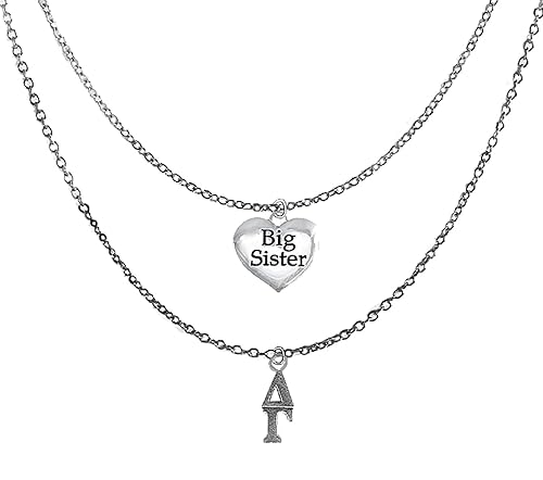 Delta Gamma Silvertone Double Chain Fashion Necklace, Adjustable From 18 Inches To 21 Inches. What A Great Gift For Yourself, Or A Big Sister. Hypoallergenic, Licensed Sorority Jewelry ©2024