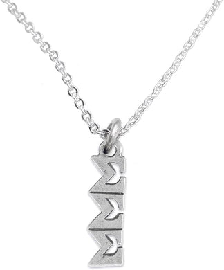 Sigma Sigma Sigma, Authorized Sorority Jewelry Manufacturer, Adjustable Small Cable Chain Lavaliere Necklace, Hypoallergenic, Safe-No Nickel, No Lead, And No Poisonous Cadmium