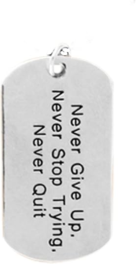 Never Give Up, Never Stop Trying, Never Quit Softball Key Chain Hypoallergenic, Safe-Nickel, Lead & Cadmium Free!