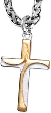 Two Tone Matt Gold and Silver Contemporary Cross Necklace, Adjustable, Hypoallergenic, Safe-Nickel, Lead, and Cadmium Free