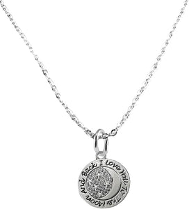 I Love You To The Moon And Back, STERLING SILVER Solid .925 Sterling, Not Plated Or Coated. 18 Inch Necklace Chain, Nickel, Lead, Cadmium Free