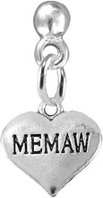 Memaw Heart Charm Post Earring Hypoallergenic, Safe-Nickel, Lead & Cadmium Free!