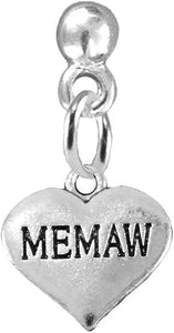 Memaw Heart Charm Post Earring Hypoallergenic, Safe-Nickel, Lead & Cadmium Free!