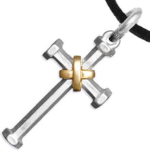 Two Tone Matt Gold and Silver Christian Cross Necklace, Adjustable, Hypoallergenic, Safe-Nickel, Lead, and Cadmium Free