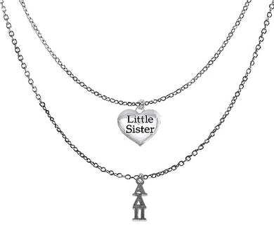 Alpha Delta Pi Silvertone Double Chain Fashion Necklace, Adjustable From 18 Inches To 21 Inches. What A Great Gift For Yourself, Or Ar Little Sister.Hypoallergenic, Licensed Sorority Jewelry©2024