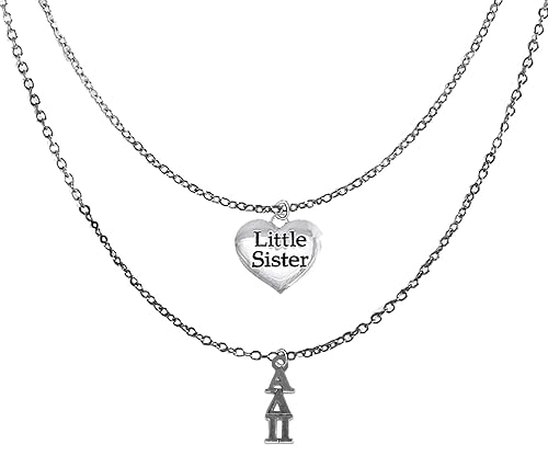 Alpha Delta Pi Silvertone Double Chain Fashion Necklace, Adjustable From 18 Inches To 21 Inches. What A Great Gift For Yourself, Or Ar Little Sister.Hypoallergenic, Licensed Sorority Jewelry©2024