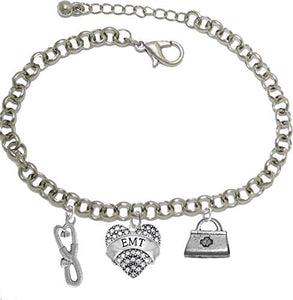 EMT, Paramedic, Adjustable Charm Bracelet, Hypoallergenic, Safe-Nickel, Lead, Free