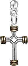 Two Tone Matt Gold and Pewter Cross Post Earrings Hypoallergenic, Safe-Nickel, Lead, And Cadmium Free