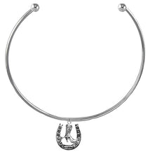 New Exciting Fashion Western Style, The Western Choker Necklace With A Cowgirl Boot Inside A Horseshoe, Silvertone, What A Wonderful Gift For Yourself, Or Someone Special. Made In The USA