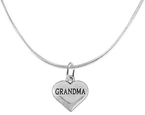 Grandma Heart Charm Necklace Hypoallergenic, Adjustable, Safe, Nickel, Lead & Cadmium Free!