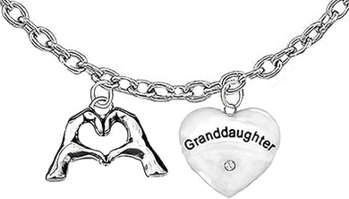 Granddaughter,This charming gift is the perfect way to express your love, Crafted with care, a design that captures the shape of your fingers and hands coming together to form a heart, symbolizing the deep connection