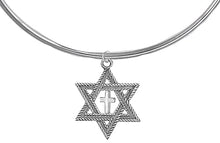 Messianic, New Exciting Style, Star Of David And Cross, Adjustable Silvertone Choker Necklace, What A Wonderful Gift For Yourself, Or Someone Special. Necklace Comes Gift Ready, In A Black Velvet Bag