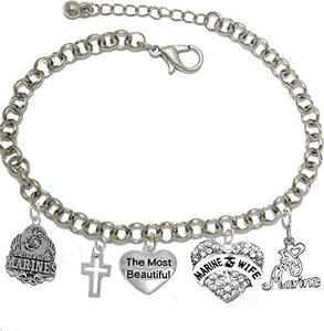 Most Beautiful Marine Wife Bracelet, Hypoallergenic, Will NOT Irritate Anyone with Sensitive Skin. Safe- Nickel, Lead and Cadmium Free