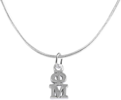 Phi Mu - Licensed Sorority Jewelry Manufacturer, Snake Chain Lavaliere/Necklace,Hypoallergenic Safe-No Nickel, No Lead, And No Poisonous Cadmium