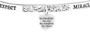 Expect Miracles, My Daughter, My Joy, The Original Hypoallergenic, Safe-Nickel, Lead, Cadmium Free, Adjustable Stretch Bracelet