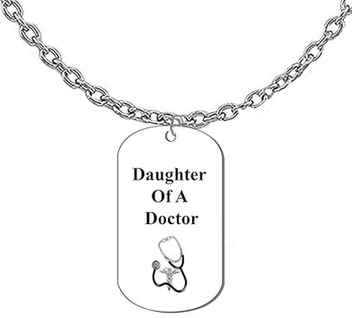Daughter Of A Doctor, On A Adjustable Cable Chain Necklace.18-21 Inches. What A Great Gift For Yourself, Or Somebody Special. Beautiful Premium Quality, Silvertone Finish. Hypoallergenic-Safe