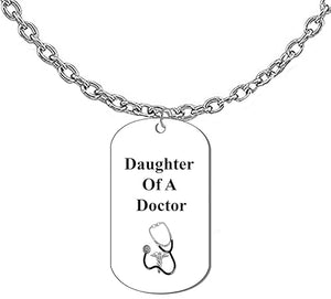 Daughter Of A Doctor, On A Adjustable Cable Chain Necklace.18-21 Inches. What A Great Gift For Yourself, Or Somebody Special. Beautiful Premium Quality, Silvertone Finish. Hypoallergenic-Safe