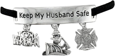 Firefighter's Keep My Husband Safe Adjustable Hypoallergenic Safe-Nickel, Lead & Cadmium Free!