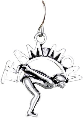 Swim Team Mom Charm Fishhook Earring Hypoallergenic, Adjustable Safe-Nickel Lead, Cadmium Free