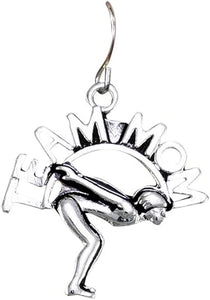 Swim Team Mom Charm Fishhook Earring Hypoallergenic, Adjustable Safe-Nickel Lead, Cadmium Free