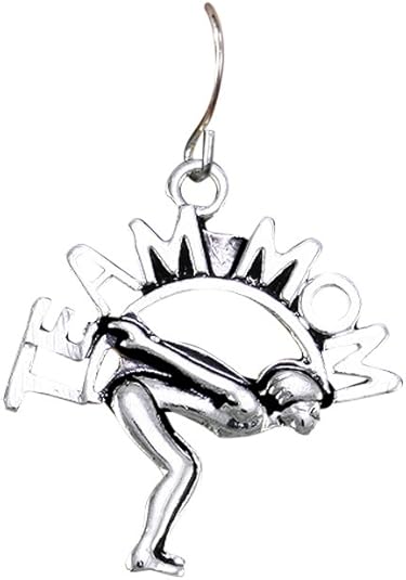 Swim Team Mom Charm Fishhook Earring Hypoallergenic, Adjustable Safe-Nickel Lead, Cadmium Free