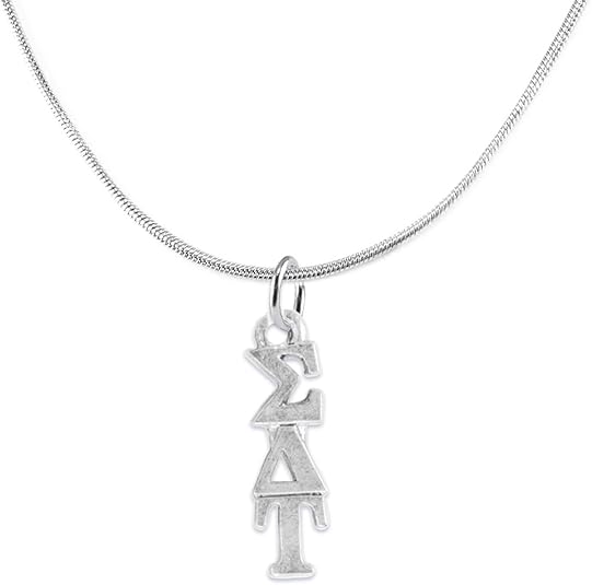 Sigma Delta Tau, Authorized Sorority Jewelry Manufacturer, Adjustable Thin Snake ChainLavaliere/Necklace, Hypoallergenic, Safe-No Nickel, No Lead, And No Poisonous Cadmium