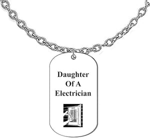Daughter Of A Electrician, Dog Tag On A Silvertone Cable Chain Necklace. 18-21 Inches. What A Great Gift For Yourself, Or Somebody Special.As A Gift No Worry About What Size They Wear.It Is Adjustable