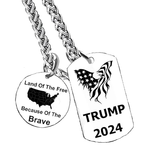 Trump 2024 American Flag Eagle, Land Of The Free Because Of The Brave, On A Antique Wheat Chain Necklace, What A Great Gift For Yourself, Or Someone Special, Or A Donor Gift ©2024