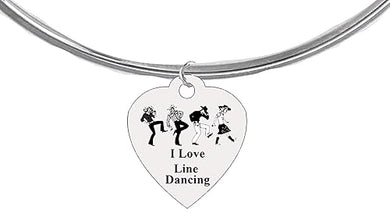 I Love Line Dancing, Adjustable Wire Necklace. What A Wonderful Gift For Yourself, Or Someone Special. Gift Ready, Comes In A Black Velvet Bag, Hypoallergenic. Made In America ©2025