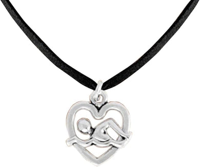 I Love Swimming Necklace Adjustable Hypoallergenic, Safe-Nickel, Lead & Cadmium Free!