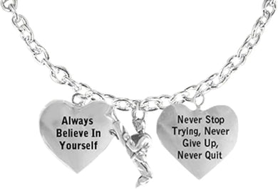 Men's Necklace, Karate, Never Stop Trying, Never Give Up Hypoallergenic