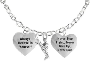 Men's Necklace, Karate, Never Stop Trying, Never Give Up Hypoallergenic