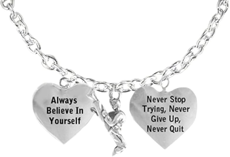 Men's Necklace, Karate, Never Stop Trying, Never Give Up Hypoallergenic