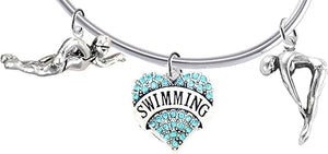 I Love Swimming 3 Charm Adjustable Bracelet, Hypoallergenic, Safe-Nickel Free, No Poisonous Lead Or Cadmium