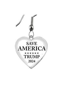 Trump, SAVE AMERICA, Trump 2024, Surgical Steel Fish Hook Earring. What A Wonderful Gift For Yourself, Or A Friend, Or A Family Member, Or As A Donor Gift. Hypoallergenic-Safe