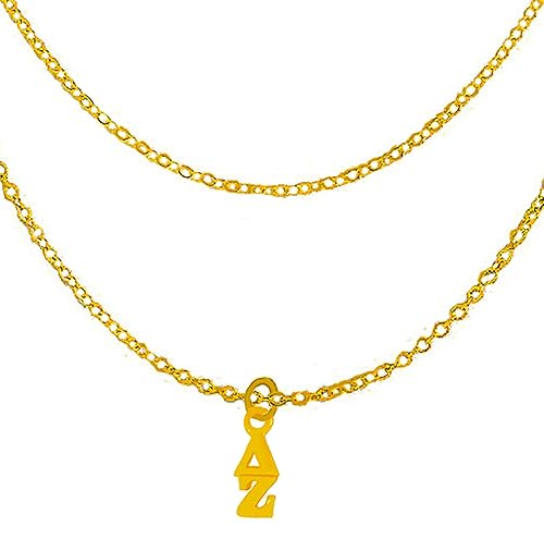 Delta Zeta 14KT Goldtone Double Chain Fashion Necklace,Adjustable From 18 Inches To 21 Inches.What A Great Gift For Yourself,A Friend, Or Family Member.Hypoallergenic-Safe,No Nickel In The Metal©2024