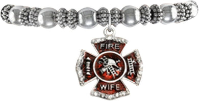 Firefighter's Wife Stretch Bracelet Hypoallergenic Safe-Nickel, Lead & Cadmium Free!