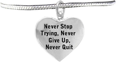 Never Stop Trying,Never Give Up,Never Quit,Safe-Hypoallergenic,Nickel,Lead Free