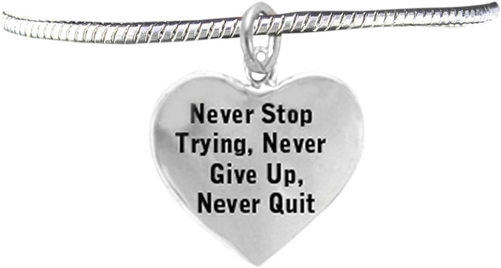 Never Stop Trying,Never Give Up,Never Quit,Safe-Hypoallergenic,Nickel,Lead Free