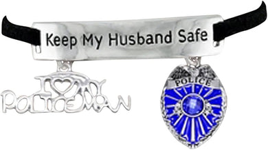 Policeman Keep My Husband Safe Policeman's Wife Hypoallergenic Adjustable Bracelet Nickle, Lead Free