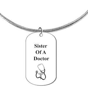 Sister Of A Doctor, On A Adjustable Snake Chain Necklace.18-21 Inches. What A Great Gift For Yourself, Or Somebody Special. Beautiful Premium Quality, Silvertone Finish. Hypoallergenic-Safe, No Nickel
