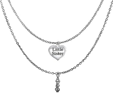 Alpha Epsilon Phi Silvertone Double Chain Fashion Necklace, Adjustable From 18 Inches To 21 Inches. What A Great Gift For Yourself, Or A Little Sister. Hypoallergenic, Licensed Sorority Jewelry ©2024