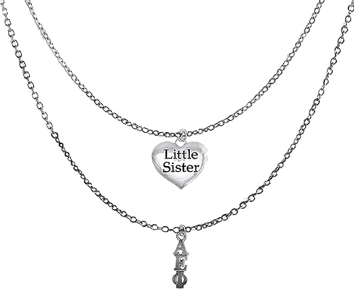 Alpha Epsilon Phi Silvertone Double Chain Fashion Necklace, Adjustable From 18 Inches To 21 Inches. What A Great Gift For Yourself, Or A Little Sister. Hypoallergenic, Licensed Sorority Jewelry ©2024