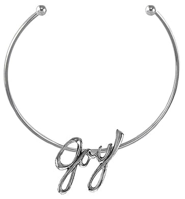 Faith Jewelry, Joy, Adjustable Choker Wire, Outstanding Visable Joy Statement, High Polished Silvertone, What A Wonderful Gift For Yourself,Or Someone Special,Gift Ready Comes In A Black Velvet Bag