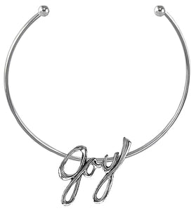 Faith Jewelry, Joy, Adjustable Choker Wire, Outstanding Visable Joy Statement, High Polished Silvertone, What A Wonderful Gift For Yourself,Or Someone Special,Gift Ready Comes In A Black Velvet Bag