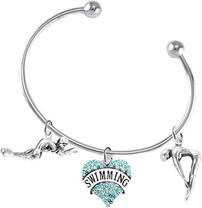 I Love Swimming 3 Charm Adjustable Bracelet, Hypoallergenic, Safe-Nickel Free, No Poisonous Lead Or Cadmium