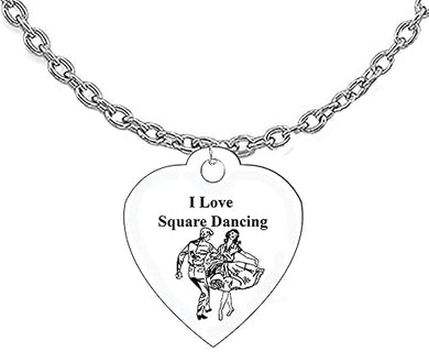 I Love Square Dancing, Keep My Son Safe, Adjustable Chain Necklace. What A Wonderful Gift For Yourself, Or Someone Special. Gift Ready, Comes In A Black Velvet Bag, Hypoallergenic