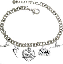 I Love Swimming 5 Charm Adjustable Bracelet, Hypoallergenic, Safe-Nickel Free, No Poisonous Lead Or Cadmium