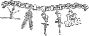 Ballet 5 Charm Adjustable Bracelet Hypoallergenic. Safe-Nickle, Lead and Cadmium Free!